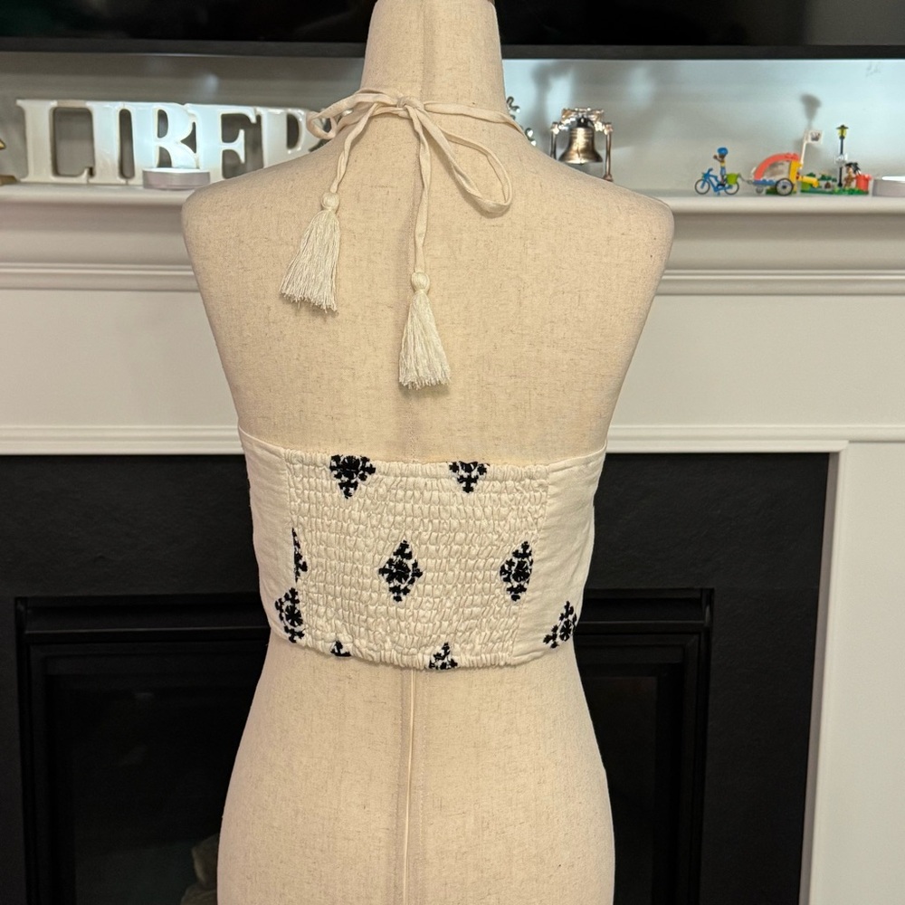 House of Harlow 1960 Linen-Blend Embroidered Halter Crop Top (Size S) — NWOT - Picture 6 of 10